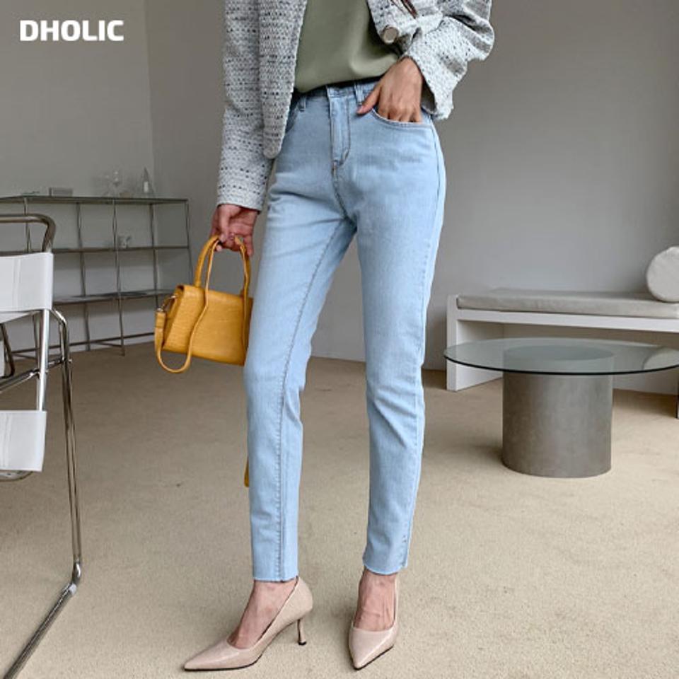 カットオフデニムパンツ・全3色・t61578 レディース 【pt】 韓国 ファッション ボトムス パンツ ロング デニムパンツ カットオフ デニム スリム フィット スキニー ストレート 無地 美脚 10分丈 十分丈 カジュアル デイリー 秋 冬