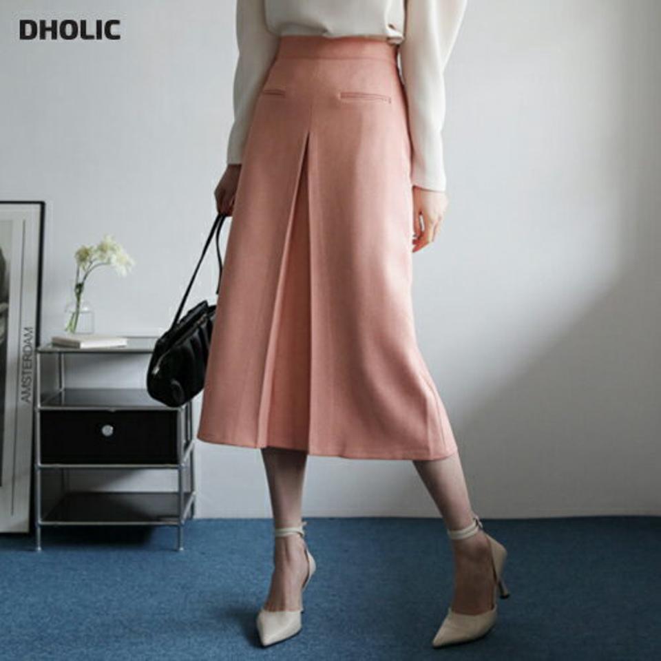 パステルタックスカート・全3色・b66844 レディース 【sk】【スカート ミディ丈 ミディスカート タック パステル 単色 無地 シンプル 大人 きれいめ Aライン 秋 冬 韓国 ファッション】【ハイホリHIHOLLI】