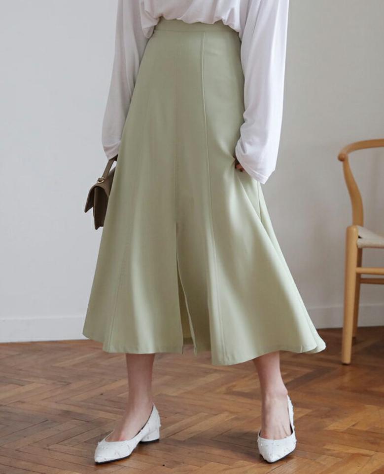スリットフレアスカート・全3色・t66845 レディース 【sk】【スカート ロング ロングスカート フレア フレアスカート スリット 単色 無地 シンプル 大人 カジュアル 秋 冬 韓国 ファッション】【ハイホリHIHOLLI】