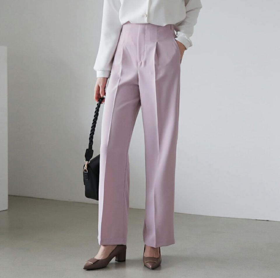 サイドジップスラックス・全2色・t66841 レディース 【pt】【スラックス パンツ ズボン ロングパンツ 単色 無地 シンプル ベーシック 大人 きれいめ ストレート タック 秋 冬 韓国 ファッション】【ハイホリHIHOLLI】