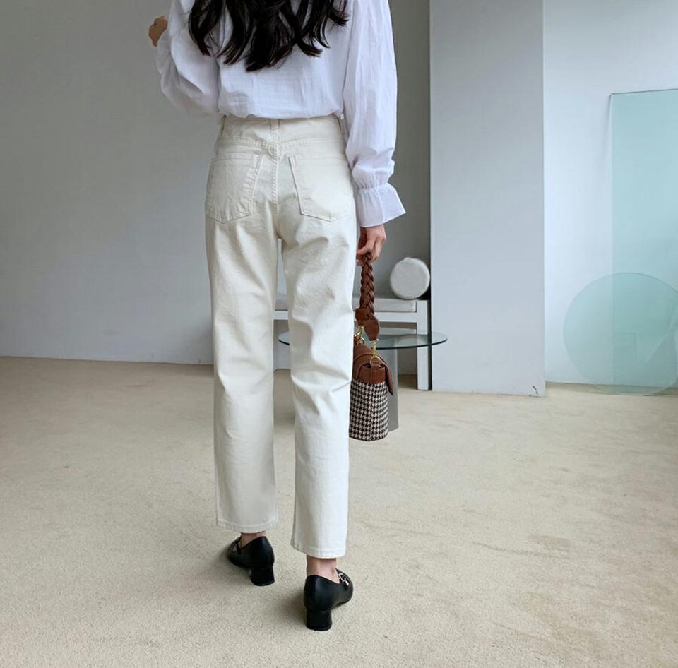 バックゴムストレートパンツ・全2色・t61567 レディース 【pt】【韓国 ファッション ボトムス パンツ ロング ベルトループ ウエストゴム スリム ストレート 無地 美脚 10分丈 十分丈 カジュアル デイリー 秋 冬】