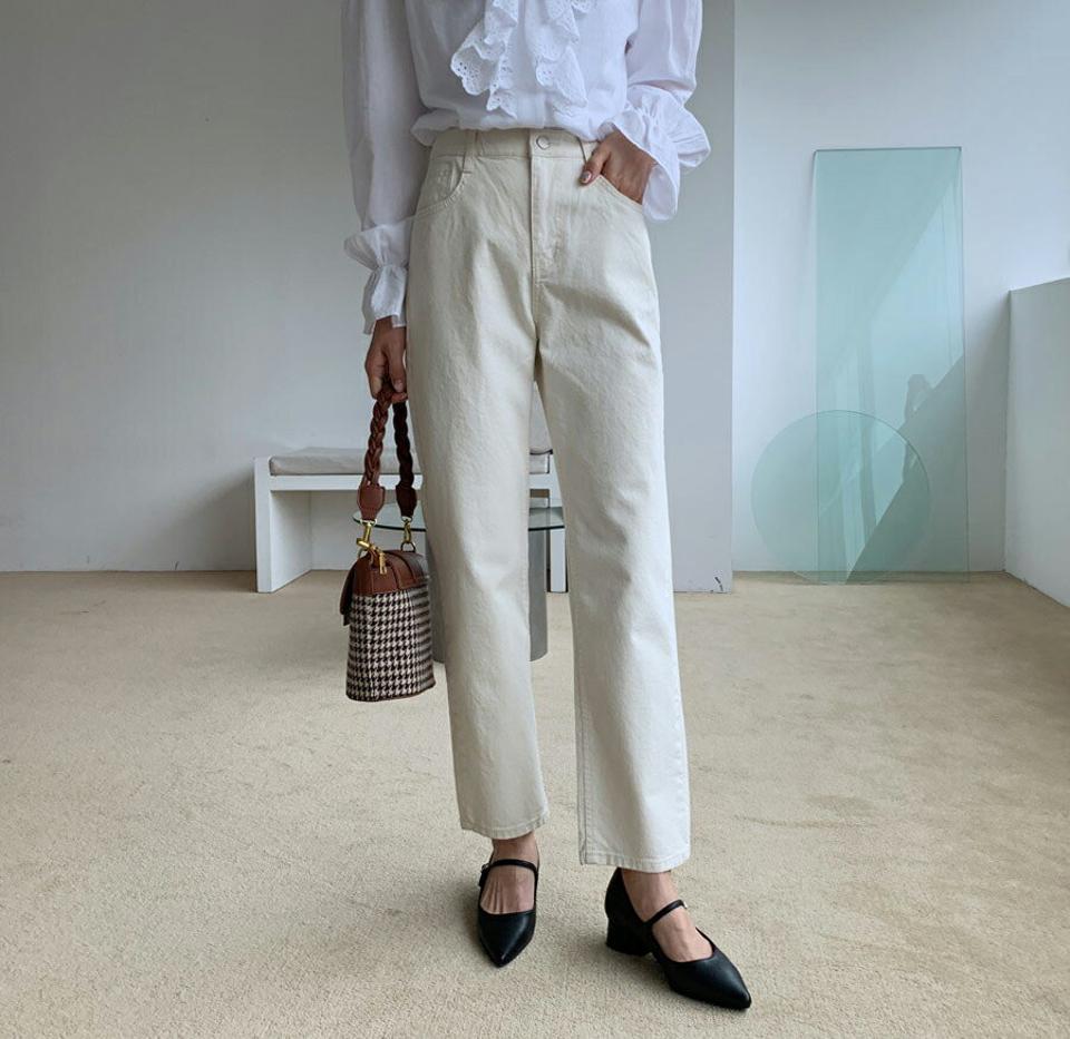 バックゴムストレートパンツ・全2色・t61567 レディース 【pt】【韓国 ファッション ボトムス パンツ ロング ベルトループ ウエストゴム スリム ストレート 無地 美脚 10分丈 十分丈 カジュアル デイリー 秋 冬】