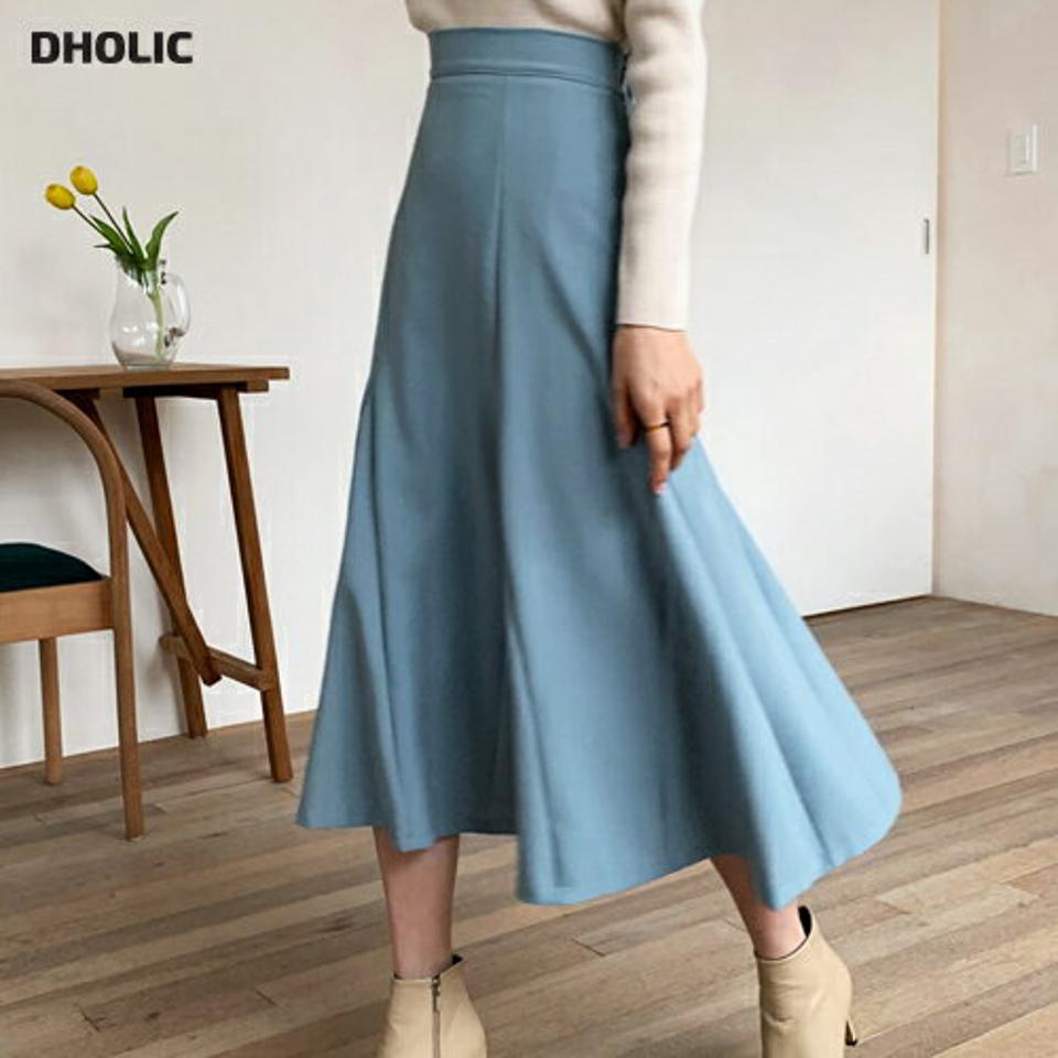 マーメイドスカート・全3色・b61576 レディース 【sk】【韓国 ファッション ボトムス スカート ロング ロングスカート フレア ウエストゴム コンシール ファスナー フェミニン マーメイド カジュアル 体型カバー シンプル デイリー ベーシック 上品 秋 冬】