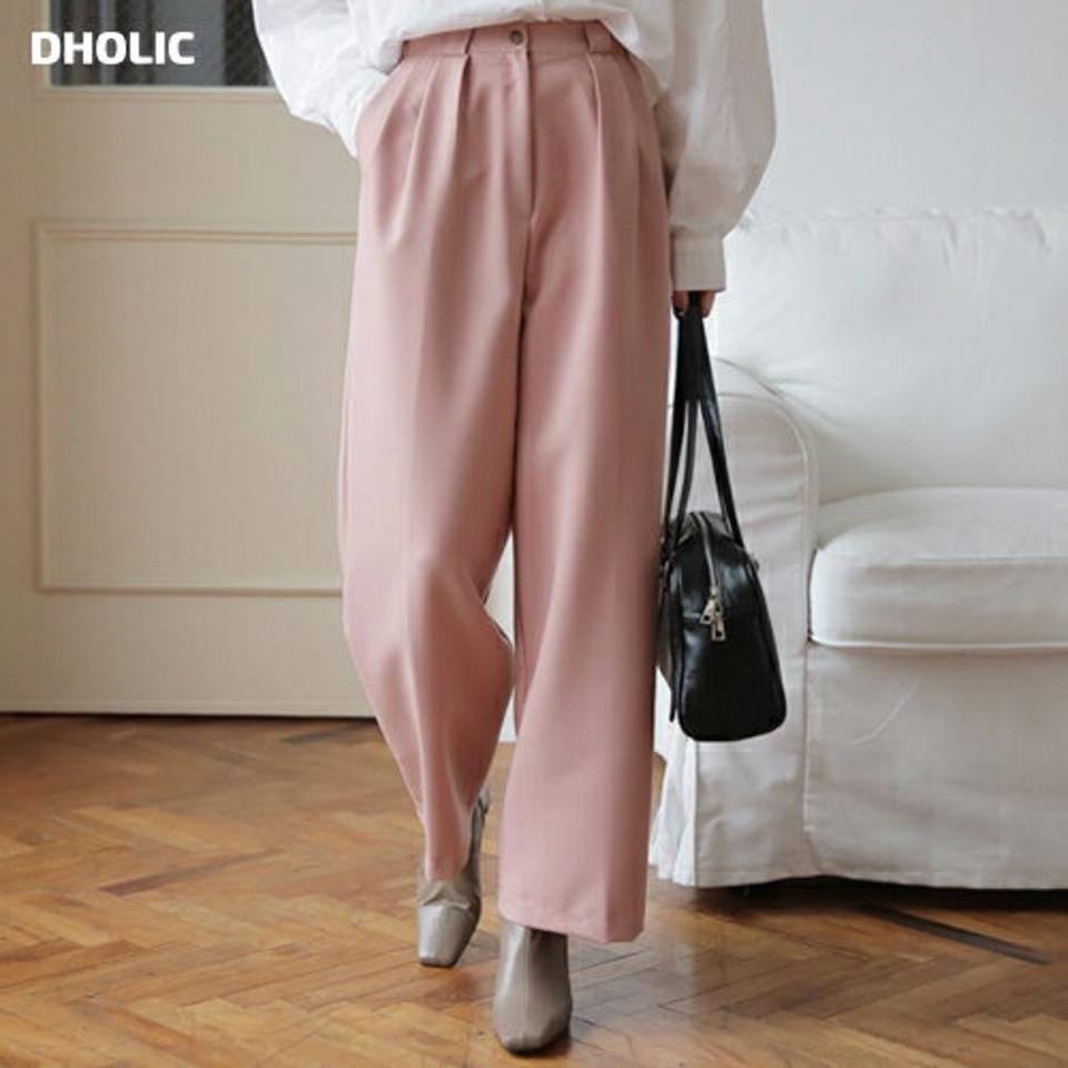 タックワイドスラックス・全4色・t66729 レディース 【pt】【スラックス パンツ ズボン ロングパンツ ワイド ワイドスラックス 単色 無地 シンプル ベーシック 大人 オフィスカジュアル 秋 冬 韓国 ファッション】【ハイホリHIHOLLI】