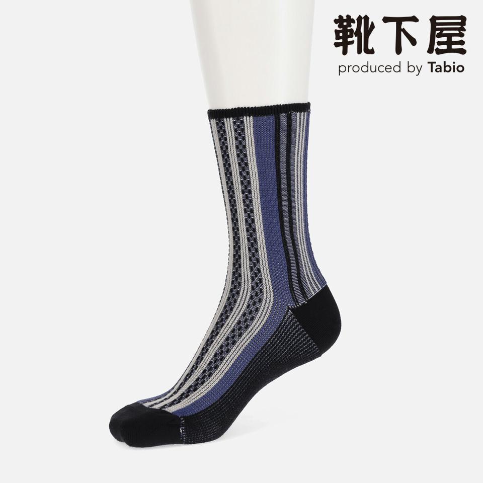 【全品送料無料★〜6/11 23:59迄】【あす楽】【Tabio】 ジャカード変則ストライプクルー / 靴下屋 靴下 タビオ くつ下 クルー レディース 日本製