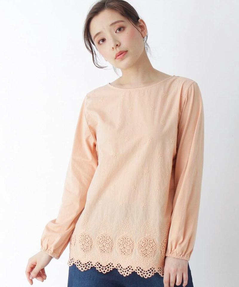 「Lサイズ」コットン(綿)スカラップレースプルオーバー