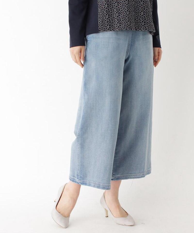 「Lサイズ」ストレッチデニムワイドパンツ