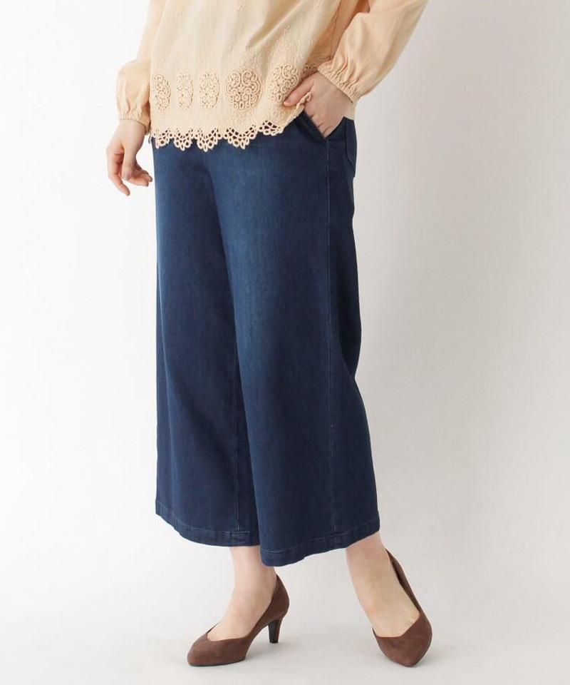 「Lサイズ」ストレッチデニムワイドパンツ