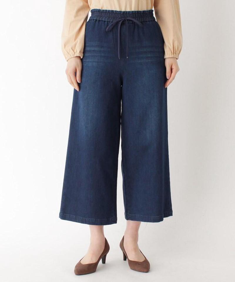 「Lサイズ」ストレッチデニムワイドパンツ