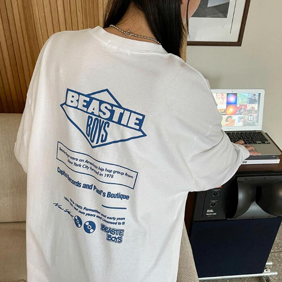 SONYUNARA(ソニョナラ)バックプリンティングTシャツ【2/8up_ka】韓国 韓国ファッション Tシャツ ロンT 長袖 バックプリント オーバーサイズ 体型カバー ストリート カジュアル レディース ファッション【即納】☆