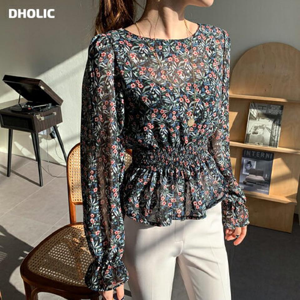 フラワーシフォンブラウス・全4色・t66762 レディース 【bl】【トップス ブラウス シフォン フラワー 花柄 フェミニン 可愛い かわいい 透け感 大人 秋 冬 韓国 ファッション】【ハイホリHIHOLLI】【fw】