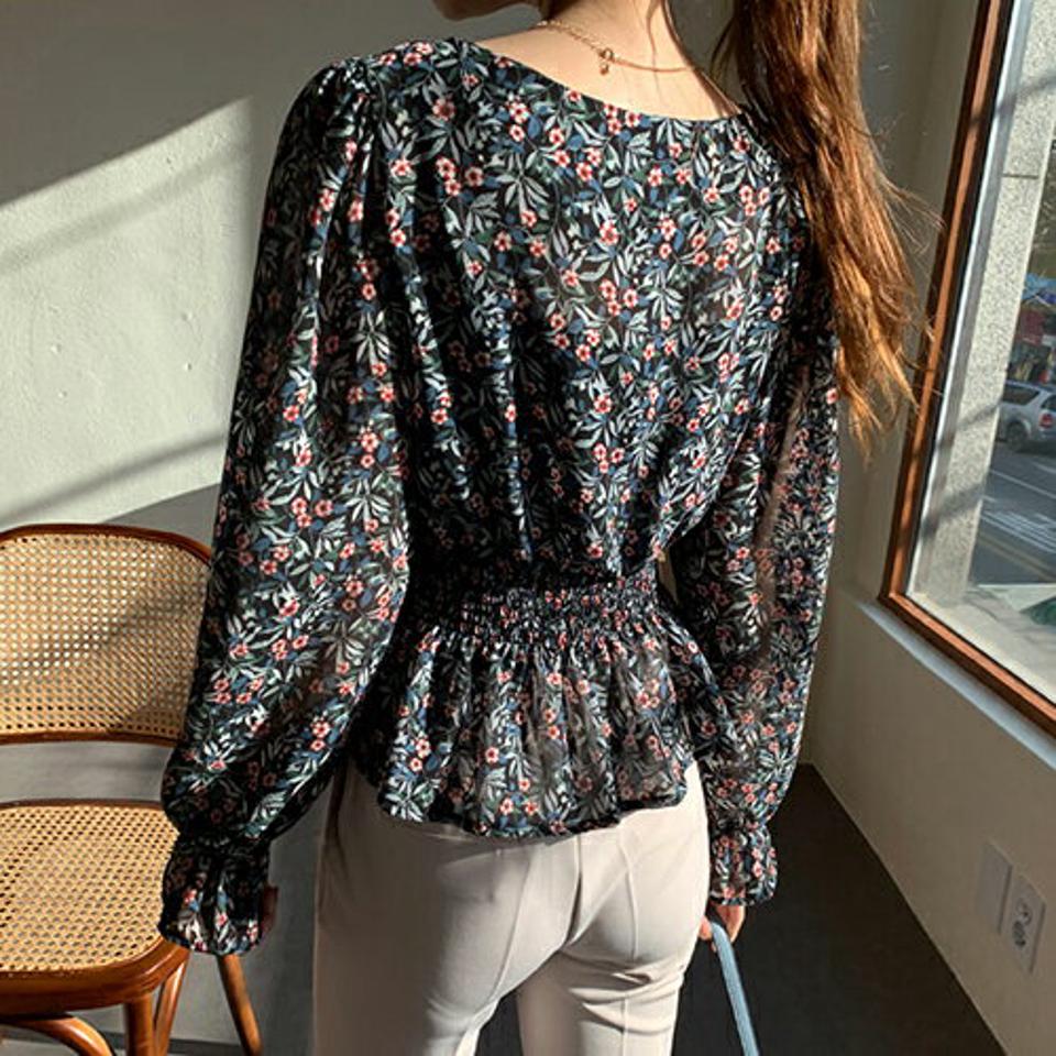 フラワーシフォンブラウス・全4色・t66762 レディース 【bl】【トップス ブラウス シフォン フラワー 花柄 フェミニン 可愛い かわいい 透け感 大人 秋 冬 韓国 ファッション】【ハイホリHIHOLLI】【fw】