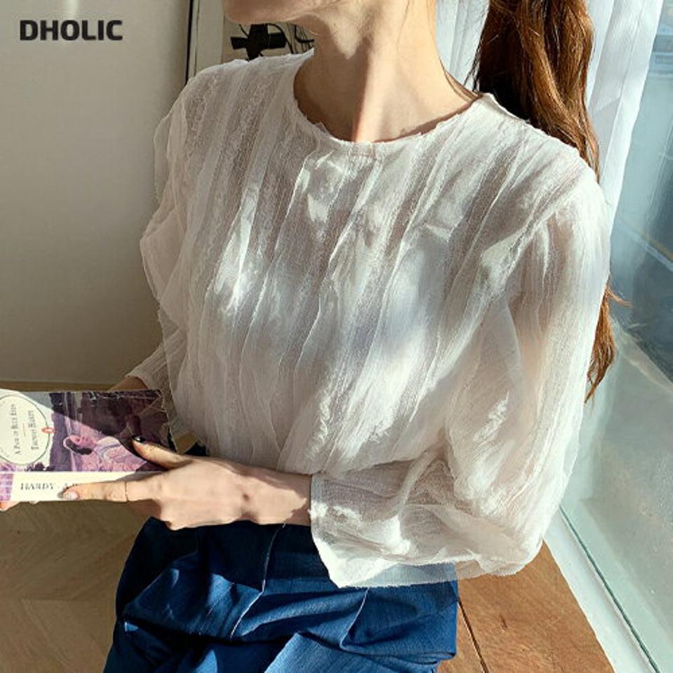 ウェーブフリルラインブラウス・全3色・t66772 レディース 【bl】【トップス ブラウス 長袖 ウェーブ フリル フェミニン 可愛い かわいい 秋 冬 韓国 ファッション】【ハイホリHIHOLLI】