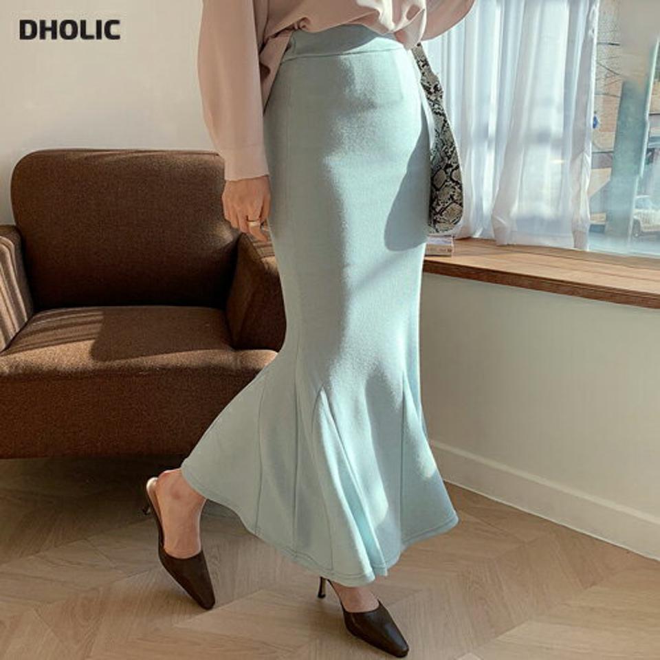 スリムマーメイドスカート・全4色・t66826 レディース 【sk】【スカート ロング ロングスカート マーメイド マーメイドスカート スリム 単色 無地 シンプル フェミニン 秋 冬 韓国 ファッション】【ハイホリHIHOLLI】