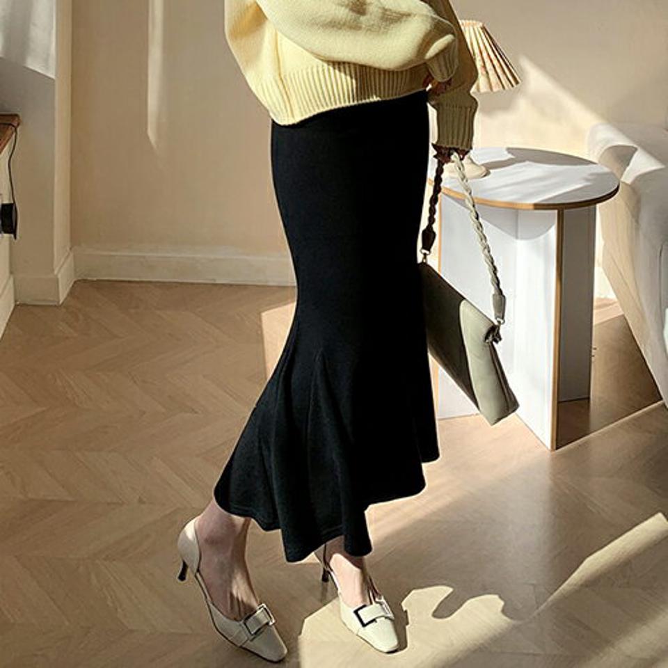 スリムマーメイドスカート・全4色・t66826 レディース 【sk】【スカート ロング ロングスカート マーメイド マーメイドスカート スリム 単色 無地 シンプル フェミニン 秋 冬 韓国 ファッション】【ハイホリHIHOLLI】
