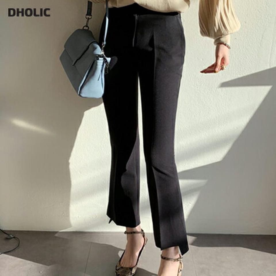 サイドスリットスラックス・全3色・b66820 レディース 【pt】【スラックス パンツ ズボン ロングパンツ スリット 単色 無地 シンプル 大人 オフィスカジュアル 秋 冬 韓国 ファッション】【ハイホリHIHOLLI】