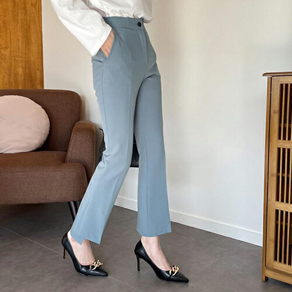 サイドスリットスラックス・全3色・b66820 レディース 【pt】【スラックス パンツ ズボン ロングパンツ スリット 単色 無地 シンプル 大人 オフィスカジュアル 秋 冬 韓国 ファッション】【ハイホリHIHOLLI】