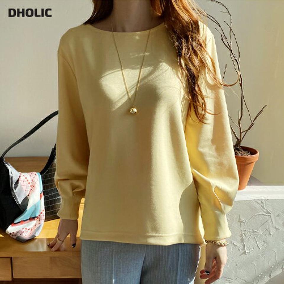 アンバランスタックTシャツ・全5色・t66789 レディース 【tops】【トップス Tシャツ 長袖 アンバランス タック 単色 無地 シンプル 大人 カジュアル 秋 冬 韓国 ファッション】【ハイホリHIHOLLI】【BT】