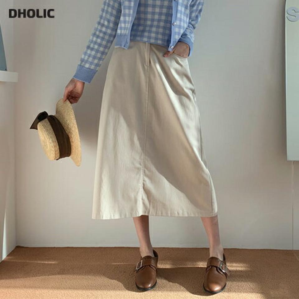 ボタンAラインスカート・全5色・t63067 レディース 【sk】【韓国 ファッション ボトムス スカート ロング ロングスカート シンプル Aライン ベルトループ バックゴム カジュアル 体型カバー シンプル フェミニン デイリー ベーシック 上品 秋 冬】