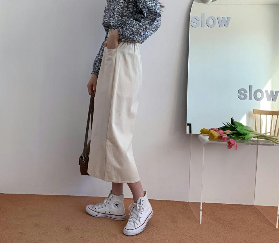 ボタンAラインスカート・全5色・t63067 レディース 【sk】【韓国 ファッション ボトムス スカート ロング ロングスカート シンプル Aライン ベルトループ バックゴム カジュアル 体型カバー シンプル フェミニン デイリー ベーシック 上品 秋 冬】