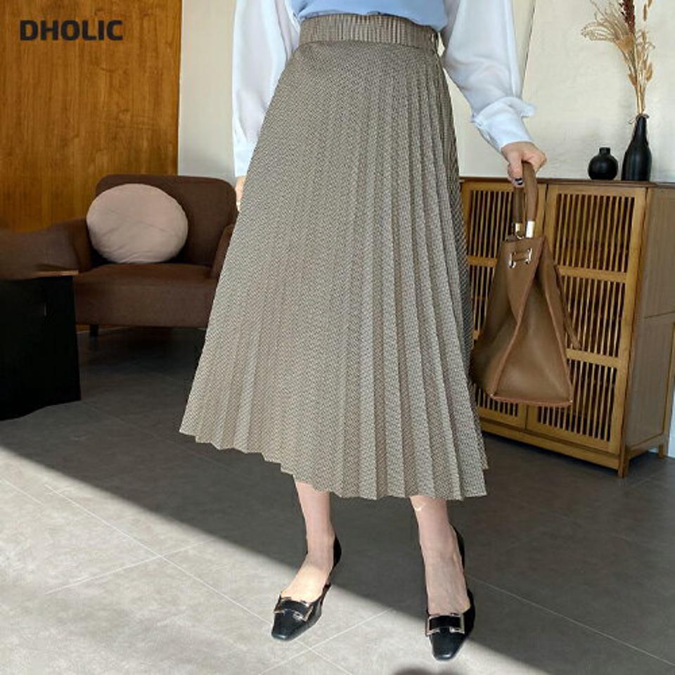 パターンプリーツスカート・全2色・t66807 レディース 【sk】【スカート ロング ロングスカート プリーツ プリーツスカート 総柄 シック モダン 大人 揺れ感 秋 冬 韓国 ファッション】【ハイホリHIHOLLI】