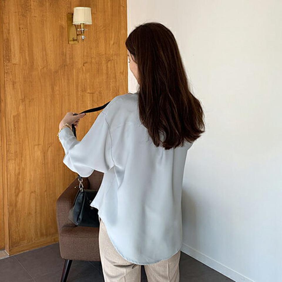 スキッパーブラウス・全5色・b66756 レディース 【bl】【トップス ブラウス 長袖 スキッパー スキッパーブラウス 開襟 開襟ブラウス 単色 無地 シンプル 大人 オフィスカジュアル 秋 冬 韓国 ファッション】【ハイホリHIHOLLI】