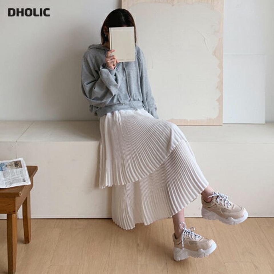 レイヤードプリーツワンピース・全2色・t56841 レディース 【ops】【韓国 ファッション ワンピース ロング ロングワンピース ラウンドネック レイヤード調 プリーツ ティアード ボリューミー スリーブレス 上品 フェミニン カジュアル 秋 冬】