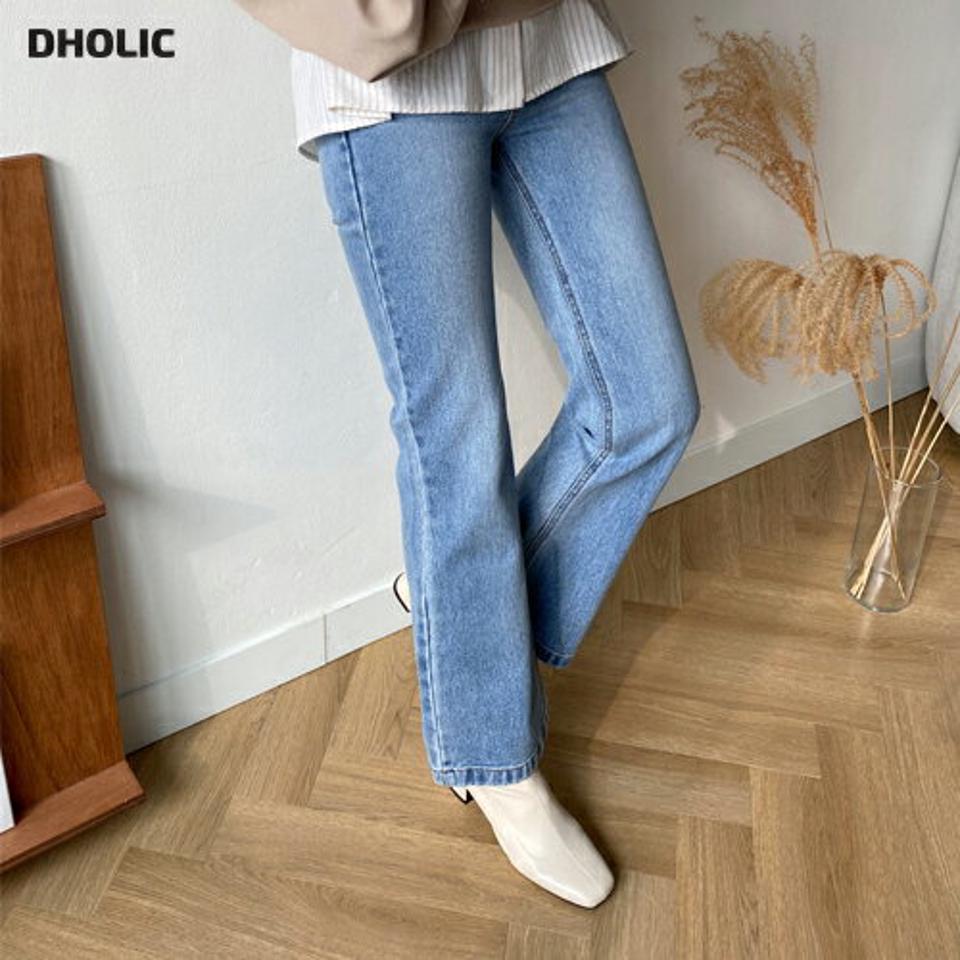 セミブーツカットデニムパンツ・全1色・t56833 レディース 【pt】【韓国 ファッション ボトムス パンツ デニム ロング セミブーツカット 美脚 ベルトループ ウォッシング スタイリッシュ 細身 10分丈 十分丈 カジュアル 無地 秋 冬】