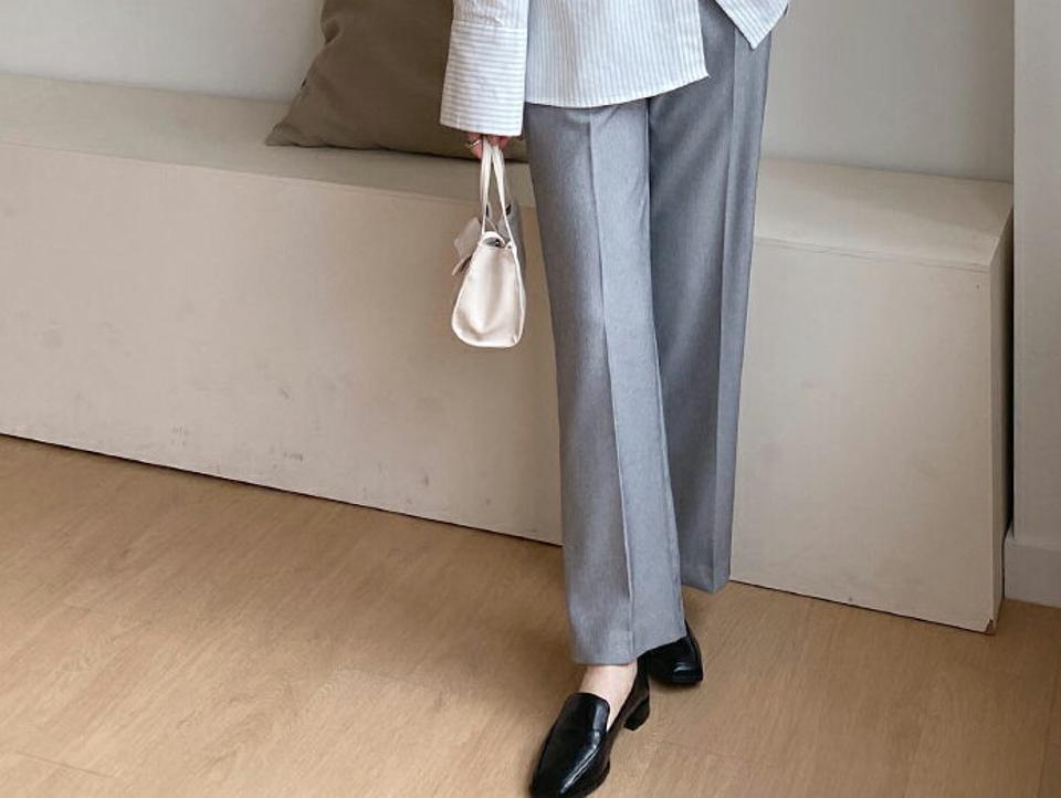 タックワイドスラックス・全3色・t56831 レディース 【pt】【韓国 ファッション ボトムス パンツ スラックス ロング スリム ベーシック サイドポケット 細身 10分丈 十分丈 ストレート ワイド オフィスカジュアル 無地 秋 冬】