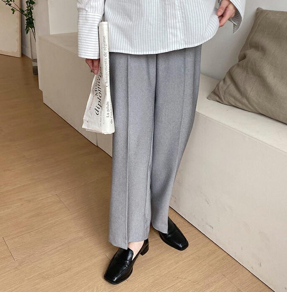 タックワイドスラックス・全3色・t56831 レディース 【pt】【韓国 ファッション ボトムス パンツ スラックス ロング スリム ベーシック サイドポケット 細身 10分丈 十分丈 ストレート ワイド オフィスカジュアル 無地 秋 冬】