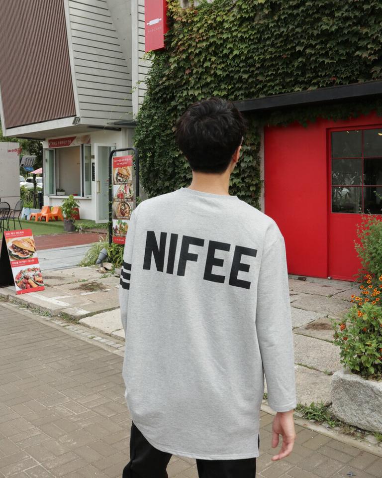 バックNIFEEプリントTシャツ・全3色 b51252 メンズ【tops】【人気 トップス 長袖 ロゴ 英字 カジュアル ストリート】