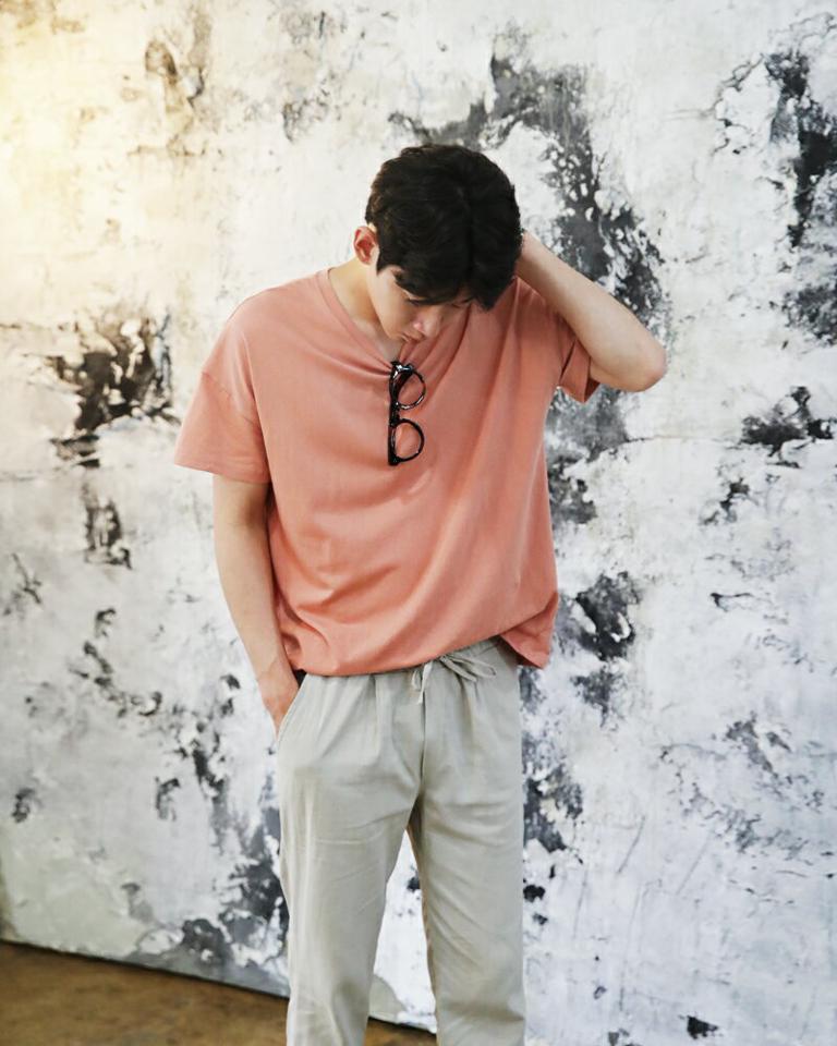 ドロップショルダーショートスリーブTシャツ・全4色 b50898 メンズ【tops】【トップス 無地 ピンク ゆったり カジュアル ベーシック シンプル】