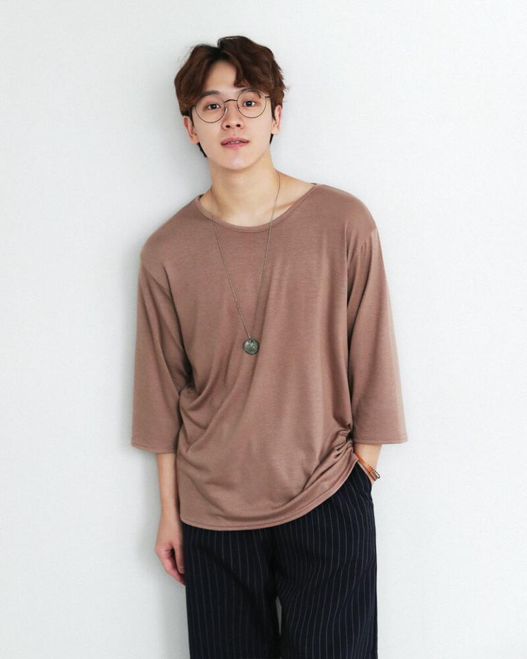 ウォッシュド7分丈スリーブTシャツ・全4色 b51122 メンズ【tops】【人気 トップス 七分丈 無地 シンプル カジュアル ベーシック 激安】
