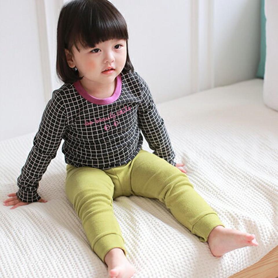 格子柄リンガールームウェア上下SET・u09469 キッズ【3~8才】【uw】【ルームウェア 部屋着 パジャマ 格子柄 チェック柄 ロゴ トップス 長袖 パンツ ズボン カジュアル 女の子 男の子 韓国 韓国子供服 子供 こども 子供服 こども服】【KIDS】