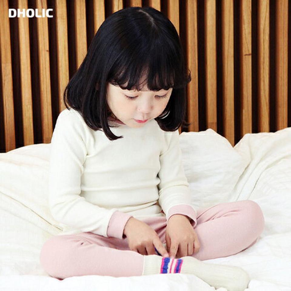 配色ルームウェア上下SET・p010757 キッズ 【3~8才】【uw】【韓国 ファッション パジャマ セットアップ スリム 細身 タイト Tシャツ パンツ 長袖 ロング インナー 下着 肌着 キッズ 子供 子供服 幼稚園 通学 通園 低学年 秋 冬】【KIDS】