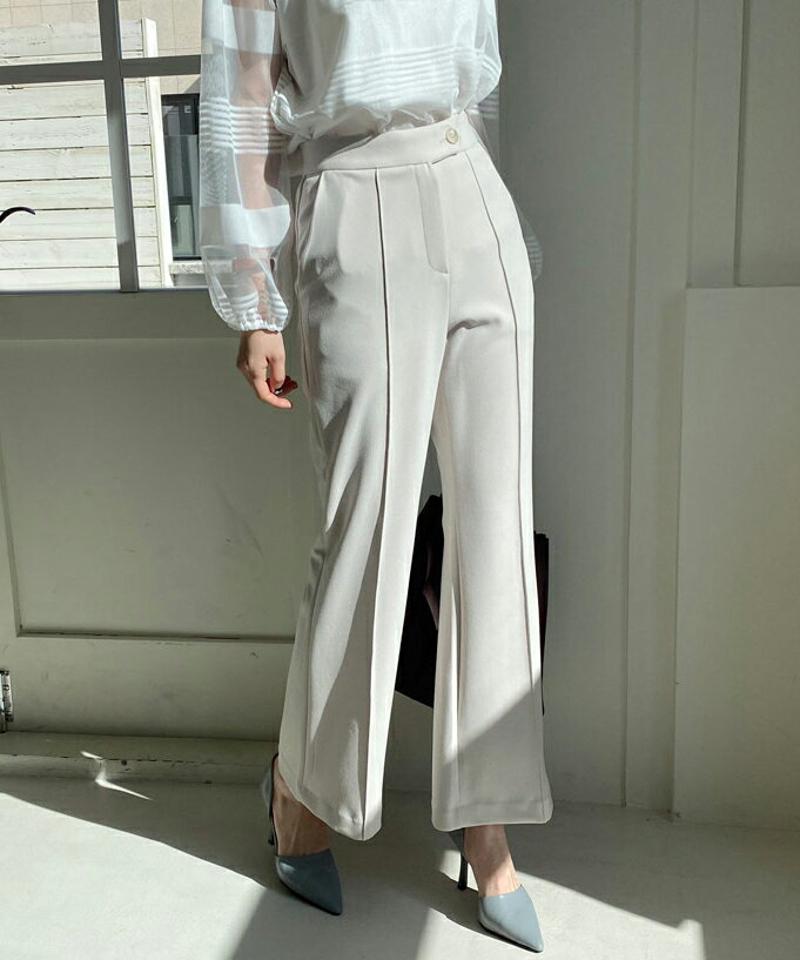 センタープレスブーツカットスラックス・全3色・t66900 レディース 【pt】【スラックス パンツ ズボン ロングパンツ ブーツカット センタープレス 単色 無地 シンプル 大人 きれいめ 秋 冬 韓国 ファッション】【ハイホリHIHOLLI】