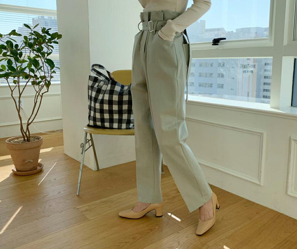 ベルト付ワイドハイウエストパンツ・全2色・t61601 レディース 【pt】【韓国 ファッション ボトムス パンツ ロングパンツ ベルトセット ワイド ワイドパンツ ルーズ ゆったり 10分丈 十分丈 カジュアル デイリー 秋 冬】