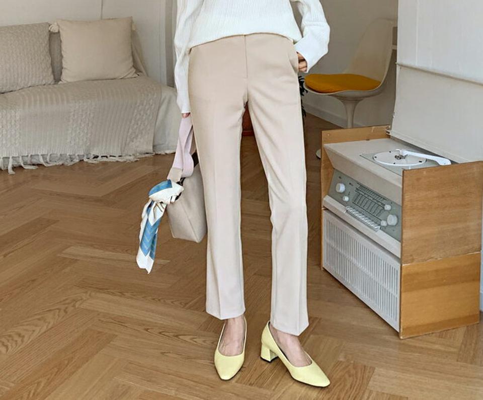 スリムストレッチスラックス・全3色・b61599 レディース 【pt】【韓国 ファッション ボトムス パンツ スラックス ロング スリム ベーシック オフィスカジュアル 細身 10分丈 十分丈 ストレート カジュアル 無地 秋 冬】