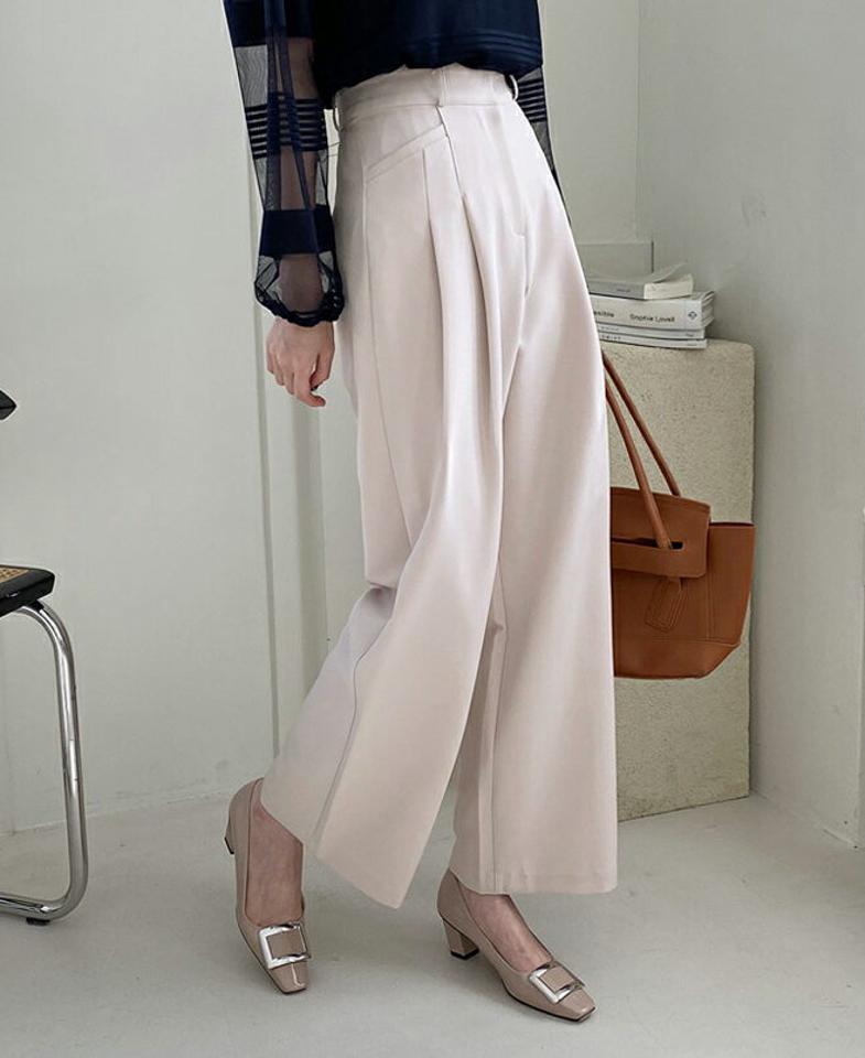 ポケットワイドスラックス・全3色・t66899 レディース 【pt】【スラックス パンツ ズボン ロングパンツ ワイドスラックス 単色 無地 シンプル 大人 オフィスカジュアル きれいめ 秋 冬 韓国 ファッション】【ハイホリHIHOLLI】