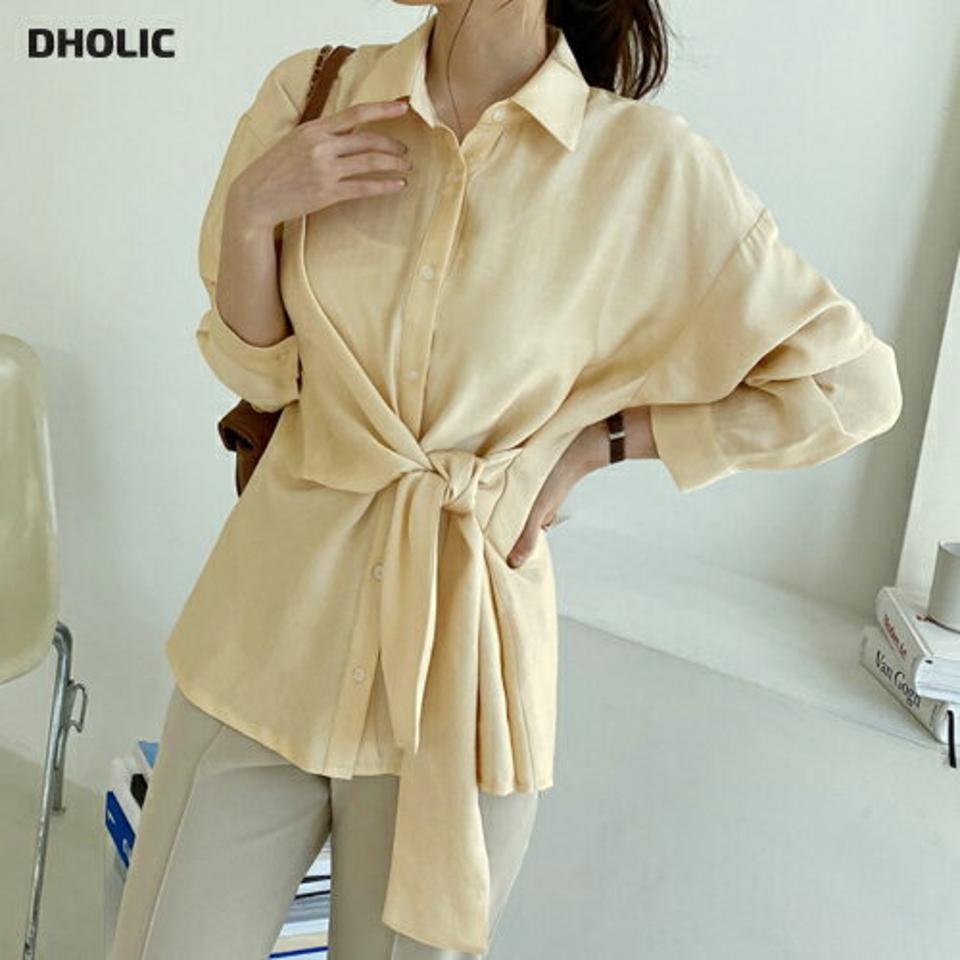 ラップルーズシャツ・全3色・t66853 レディース 【bl】【トップス シャツ 長袖 ルーズ ラップデザイン ラップシャツ 単色 フェミニン シンプル 大人 秋 冬 韓国 ファッション】【ハイホリHIHOLLI】