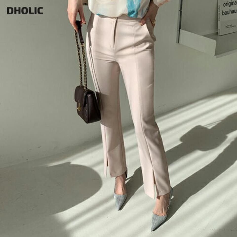 スリットポイントスラックス・全2色・t66888 レディース 【pt】 スラックス パンツ ズボン ロングパンツ スリット 単色 無地 シンプル 大人 きれいめ 秋 冬 韓国 ファッション ハイホリHIHOLLI