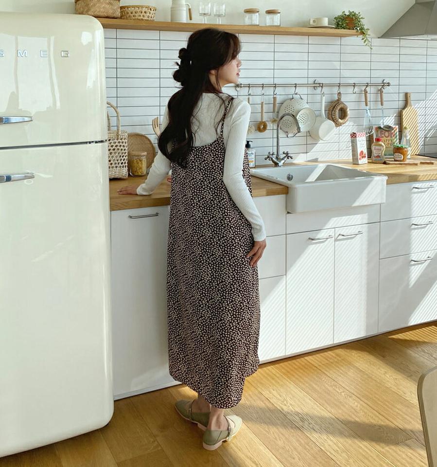 レオパードキャミワンピース・全2色・t61610 レディース 【ops】【韓国 ファッション ワンピース ロング ロングワンピース ラウンドネック レオパード キャミワンピース キャミソール カジュアル Hライン ルーズ ゆったり 秋 冬】