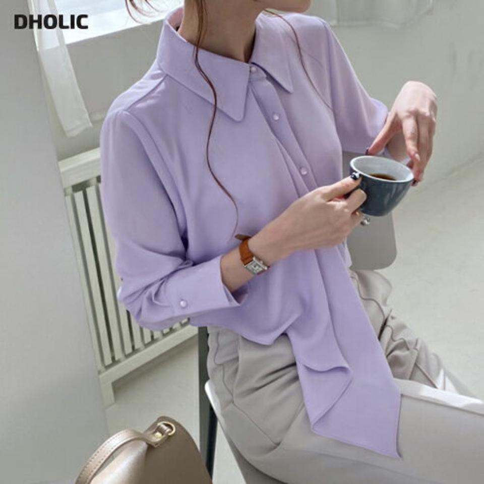 ラッフルシャツブラウス・全3色・b66852 レディース 【bl】【トップス ブラウス シャツブラウス 長袖 大人 フェミニン ラッフル フリル 可愛い かわいい きれいめ 秋 冬 韓国 ファッション】【ハイホリHIHOLLI】