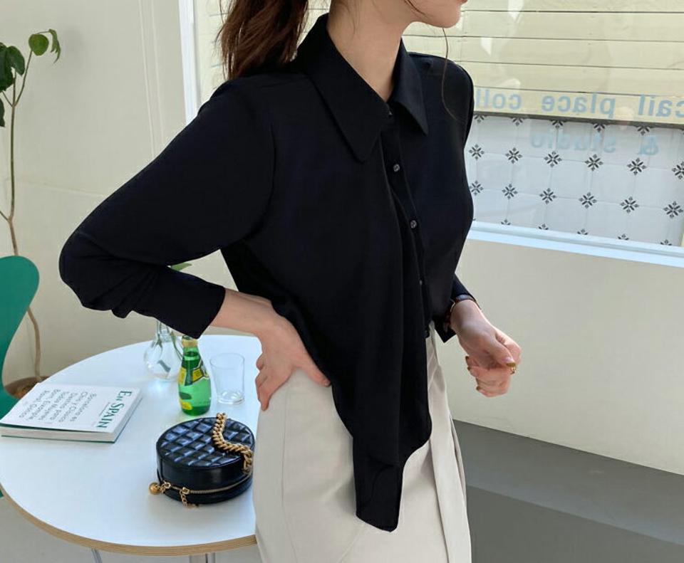 ラッフルシャツブラウス・全3色・b66852 レディース 【bl】【トップス ブラウス シャツブラウス 長袖 大人 フェミニン ラッフル フリル 可愛い かわいい きれいめ 秋 冬 韓国 ファッション】【ハイホリHIHOLLI】