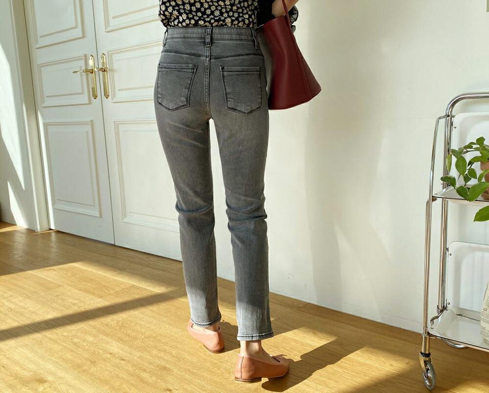 【マラソンSALE】タイトグレートーンデニムパンツ・全1色・t61600 レディース 【pt】 韓国ファッション ボトムス パンツ ロング デニム ウエストゴム スリム ストレート 美脚 10分丈 十分丈 カジュアル デイリー バズ 春 秋 冬 ボトムス 人気