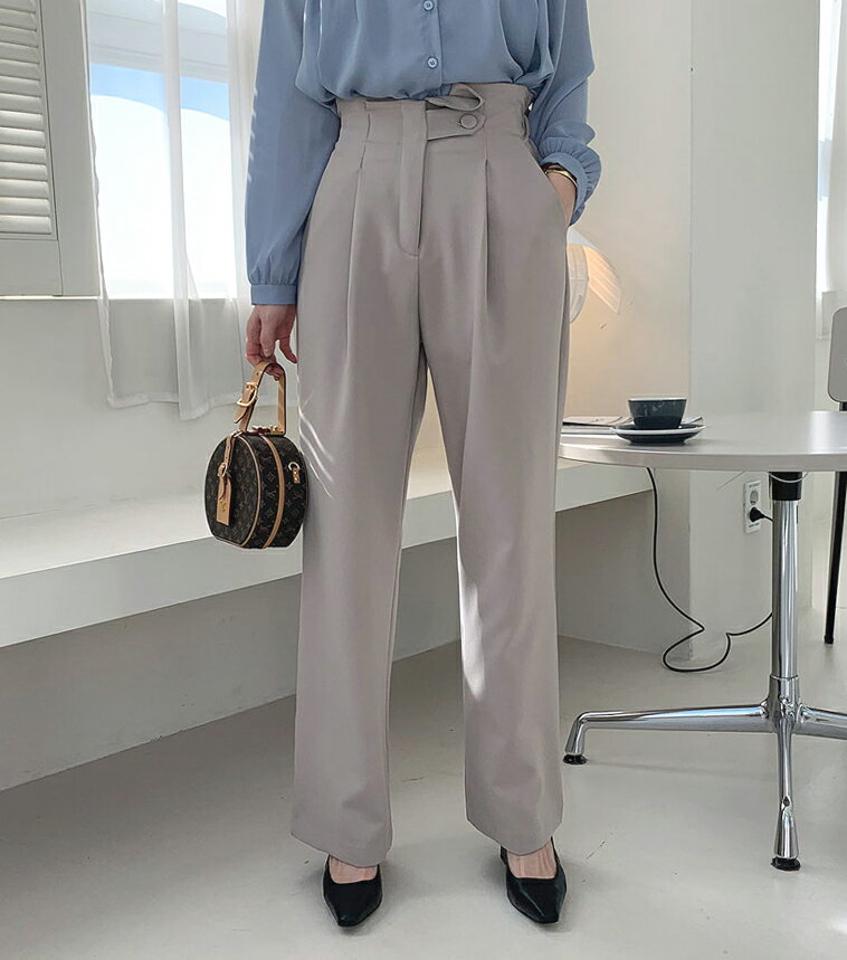 ハイウエストワイドパンツ・全2色・t66877 レディース 【pt】【パンツ ズボン ロングパンツ ワイドパンツ ワイド ハイウエスト 単色 シンプル 大人 きれいめ 秋 冬 韓国 ファッション】【ハイホリHIHOLLI】