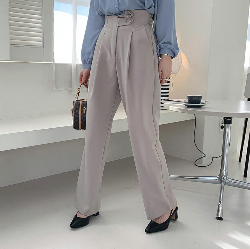 ハイウエストワイドパンツ・全2色・t66877 レディース 【pt】【パンツ ズボン ロングパンツ ワイドパンツ ワイド ハイウエスト 単色 シンプル 大人 きれいめ 秋 冬 韓国 ファッション】【ハイホリHIHOLLI】