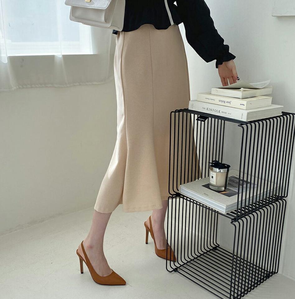 マーメイドスリムスカート・全3色・b66897 レディース 【sk】【スカート ロング ロングスカート スリム スリムスカート タイト マーメイド マーメイドスカート 単色 無地 シンプル フェミニン 秋 冬 韓国 ファッション】【ハイホリHIHOLLI】