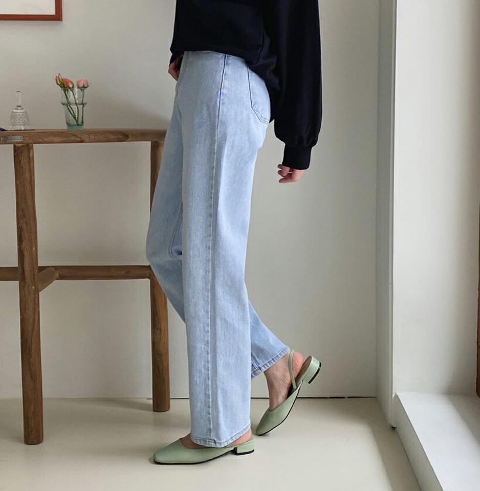 ストレートデニムパンツ・全2色・t62795 レディース 【pt】【韓国 ファッション ボトムス パンツ ロング デニム ウォッシング デニムパンツ ハイウエスト ベルトループ スリム ストレート 美脚 10分丈 十分丈 カジュアル デイリー 秋 冬】