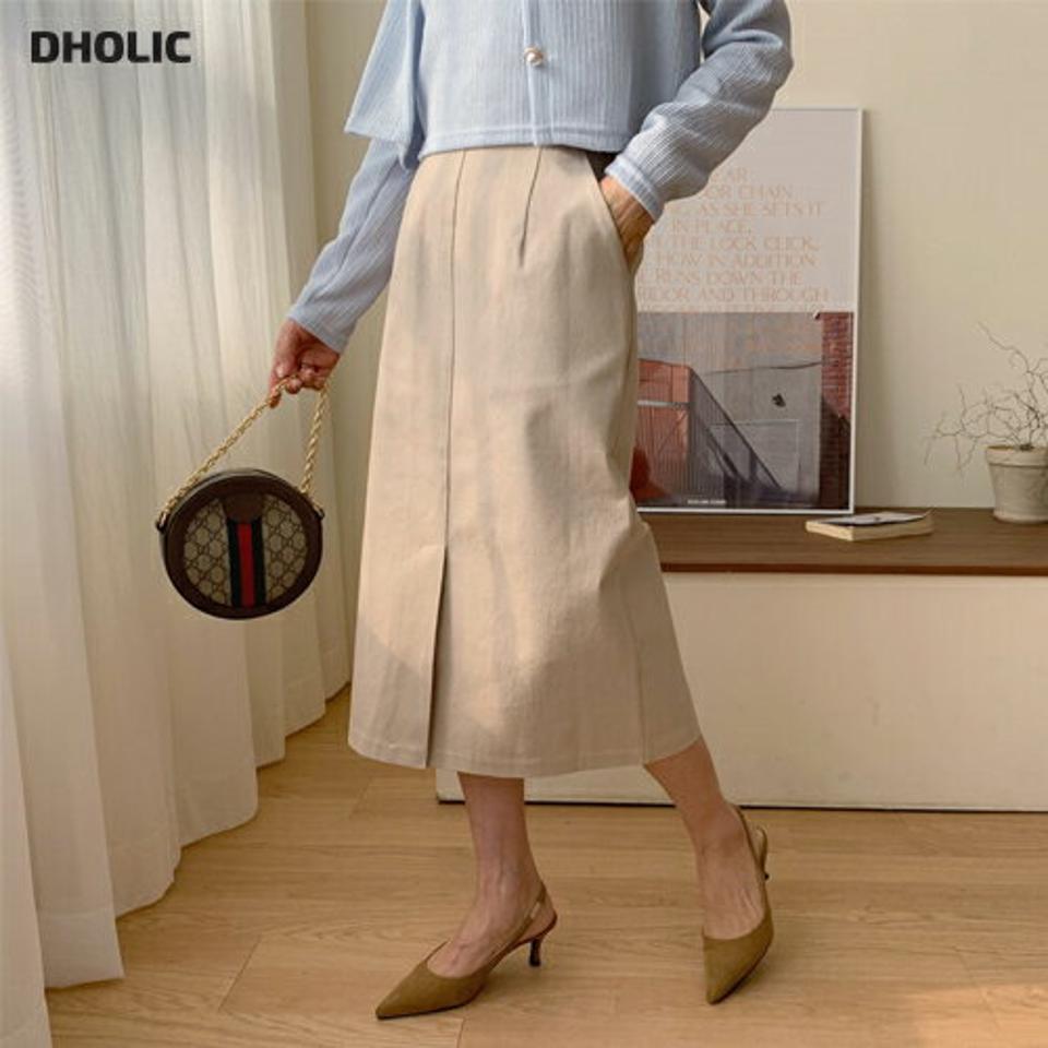 スリットHラインスカート・全3色・t62791 レディース 【sk】【韓国 ファッション ボトムス スカート ロング ロングスカート Hライン スリット コンシールファスナー カジュアル 体型カバー シンプル フェミニン デイリー 秋 冬】